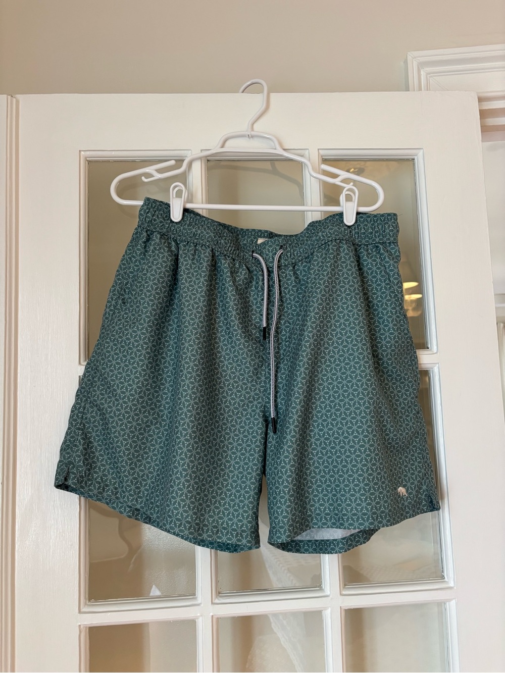 NWOT Men's Geometric Print Swim Trunks - Teal Green